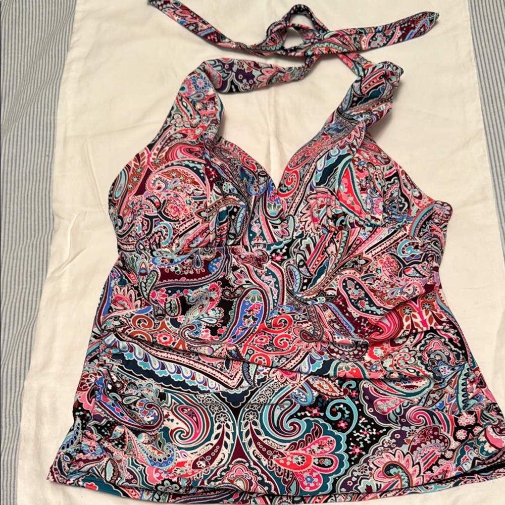 La Blanca Pink and Blue Bustier Tank Top